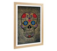 Big Box Art Framed Print of Sugar Skull Tattoo (4) Design | Wall Art Picture | Home Decor for Kitchen, Living, Dining Room, Bedroom, Hallway, Office, Oak, A2 / 24.5x18 Inch / 62x45cm