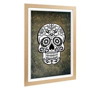 Big Box Art Framed Print of Sugar Skull Tattoo (5) Design | Wall Art Picture | Home Decor for Kitchen, Living, Dining Room, Bedroom, Hallway, Office, Oak, A2 / 24.5x18 Inch / 62x45cm