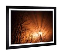 Big Box Art Framed Print of Sun Rays Through The Trees Design | Wall Art Picture | Home Decor for Kitchen, Living, Dining Room, Bedroom, Hallway, Office, Black, A2 / 24.5x18 Inch / 62x45cm