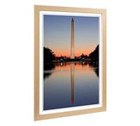 Big Box Art Framed Print of Sunrise Washington Monunment USA Design | Wall Art Picture | Home Decor for Kitchen, Living Room, Bedroom, Hallway, Oak, A2 / 24.5x18 Inch / 62x45cm
