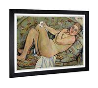 Big Box Art Framed Print of Suzanne Valadon Reclining Nude Design | Wall Art Picture | Home Decor for Kitchen, Living, Dining Room, Bedroom, Hallway, Office, Black, A2 / 24.5x18 Inch / 62x45cm