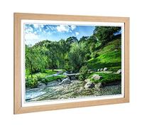 Big Box Art Framed Print of Sweden Forest & Lake Landscape (2) Design | Wall Art Picture | Home Decor for Kitchen, Living Room, Bedroom, Hallway, Oak, A2 / 24.5x18 Inch / 62x45cm