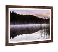 Big Box Art Framed Print of Sweden Forest & Lake Landscape (3) Design | Wall Art Picture | Home Decor for Kitchen, Living Room, Bedroom, Hallway, Walnut, A2 / 24.5x18 Inch / 62x45cm