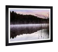 Big Box Art Framed Print of Sweden Forest & Lake Landscape (3) Design | Wall Art Picture | Home Decor for Kitchen, Living Room, Bedroom, Hallway, Black, A2 / 24.5x18 Inch / 62x45cm