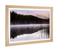 Big Box Art Framed Print of Sweden Forest & Lake Landscape (3) Design | Wall Art Picture | Home Decor for Kitchen, Living Room, Bedroom, Hallway, Oak, A2 / 24.5x18 Inch / 62x45cm