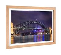 Big Box Art Framed Print of Sydney Australia Harbour Bridge Design | Wall Art Picture | Home Decor for Kitchen, Living Room, Bedroom, Hallway, Oak, A2 / 24.5x18 Inch / 62x45cm