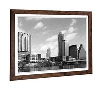 Big Box Art Framed Print of Texas Austin Skyline USA Design | Wall Art Picture | Home Decor for Kitchen, Living, Dining Room, Bedroom, Hallway, Office, Walnut, A2 / 24.5x18 Inch / 62x45cm