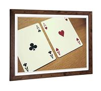 Big Box Art Framed Print of Texas Holdem Playing Cards Design | Wall Art Picture | Home Decor for Kitchen, Living, Dining Room, Bedroom, Hallway, Office, Walnut, A2 / 24.5x18 Inch / 62x45cm