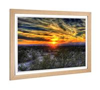 Big Box Art Framed Print of Texas Landscape Sunset USA Design | Wall Art Picture | Home Decor for Kitchen, Living, Dining Room, Bedroom, Hallway, Office, Oak, A2 / 24.5x18 Inch / 62x45cm