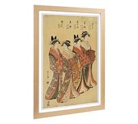 Big Box Art Framed Print of The Courtesans Japanese Oriental Design | Wall Art Picture | Home Decor for Kitchen, Living Room, Bedroom, Hallway, Oak, A2 / 24.5x18 Inch / 62x45cm