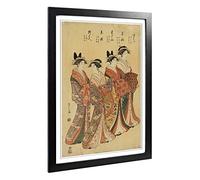 Big Box Art Framed Print of The Courtesans Japanese Oriental Design | Wall Art Picture | Home Decor for Kitchen, Living Room, Bedroom, Hallway, Black, A2 / 24.5x18 Inch / 62x45cm