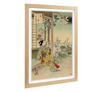 Big Box Art Framed Print of The Fourth Month Japanese Oriental Design | Wall Art Picture | Home Decor for Kitchen, Living Room, Bedroom, Hallway, Oak, A2 / 24.5x18 Inch / 62x45cm