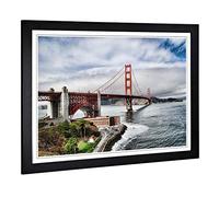 Big Box Art Framed Print of The Golden Gate Bridge San Francisco California (8) Design | Wall Art Picture| Home Decor for Kitchen, Living Room, Bedroom, Office, Black, A2 / 24.5x18 Inch / 62x45cm