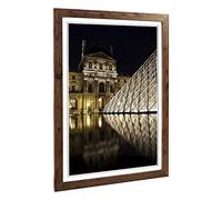 Big Box Art Framed Print of The Louvre Pyramid Paris France 2 Design | Wall Art Picture | Home Decor for Kitchen, Living Room, Bedroom, Hallway, Walnut, A2 / 24.5x18 Inch / 62x45cm