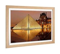 Big Box Art Framed Print of The Louvre Pyramid Paris France 3 Design | Wall Art Picture | Home Decor for Kitchen, Living Room, Bedroom, Hallway, Oak, A2 / 24.5x18 Inch / 62x45cm