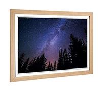 Big Box Art Framed Print of The Milky Way Space Galaxy Forest Design | Wall Art Picture | Home Decor for Kitchen, Living Room, Bedroom, Hallway, Oak, A2 / 24.5x18 Inch / 62x45cm