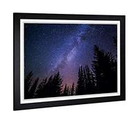 Big Box Art Framed Print of The Milky Way Space Galaxy Forest Design | Wall Art Picture | Home Decor for Kitchen, Living Room, Bedroom, Hallway, Black, A2 / 24.5x18 Inch / 62x45cm