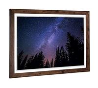 Big Box Art Framed Print of The Milky Way Space Galaxy Forest Design | Wall Art Picture | Home Decor for Kitchen, Living Room, Bedroom, Hallway, Walnut, A2 / 24.5x18 Inch / 62x45cm