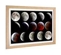 Big Box Art Framed Print of The Moon in Space Design | Wall Art Picture | Home Decor for Kitchen, Living, Dining Room, Lounge, Bedroom, Hallway, Office, Oak, A2 / 24.5x18 Inch / 62x45cm