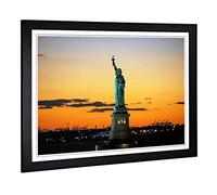 Big Box Art Framed Print of The Statue of Liberty New York (1) Design | Wall Art Picture | Home Decor for Kitchen, Living Room, Bedroom, Hallway, Black, A2 / 24.5x18 Inch / 62x45cm