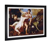 Big Box Art Framed Print of Titian Venus and Adonis 2 Design | Wall Art Picture | Home Decor for Kitchen, Living, Dining Room, Bedroom, Hallway, Office, Black, A2 / 24.5x18 Inch / 62x45cm