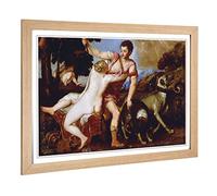 Big Box Art Framed Print of Titian Venus and Adonis 2 Design | Wall Art Picture | Home Decor for Kitchen, Living, Dining Room, Bedroom, Hallway, Office, Oak, A2 / 24.5x18 Inch / 62x45cm