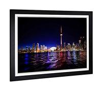 Big Box Art Framed Print of Toronto Skyline Canada Design | Wall Art Picture | Home Decor for Kitchen, Living, Dining Room, Lounge, Bedroom, Hallway, Office, Black, A2 / 24.5x18 Inch / 62x45cm