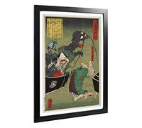 Big Box Art Framed Print of Tsukioka Yoshitoshi Japanese Oriental 1 Design | Wall Art Picture | Home Decor for Kitchen, Living Room, Bedroom, Hallway, Black, A2 / 24.5x18 Inch / 62x45cm