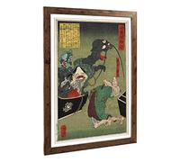 Big Box Art Framed Print of Tsukioka Yoshitoshi Japanese Oriental 1 Design | Wall Art Picture | Home Decor for Kitchen, Living Room, Bedroom, Hallway, Walnut, A2 / 24.5x18 Inch / 62x45cm