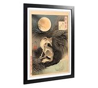 Big Box Art Framed Print of Tsukioka Yoshitoshi Japanese Oriental The Moon Design | Wall Art Picture| Home Decor for Kitchen, Living Room, Bedroom, Hallway, Black, A2 / 24.5x18 Inch / 62x45cm