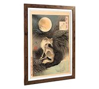 Big Box Art Framed Print of Tsukioka Yoshitoshi Japanese Oriental The Moon Design | Wall Art Picture| Home Decor for Kitchen, Living Room, Bedroom, Hallway, Walnut, A2 / 24.5x18 Inch / 62x45cm