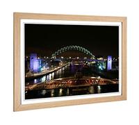 Big Box Art Framed Print of Tyne Bridge Newcastle Design | Wall Art Picture | Home Decor for Kitchen, Living, Dining Room, Lounge, Bedroom, Hallway, Office, Oak, A2 / 24.5x18 Inch / 62x45cm