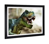 Big Box Art Framed Print of Tyrannosaurus Rex Dinosaur (3) Design | Wall Art Picture | Home Decor for Kitchen, Living Room, Bedroom, Hallway, Black, A2 / 24.5x18 Inch / 62x45cm