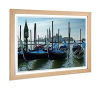 Big Box Art Framed Print of Venice Italy Gondolas Design | Wall Art Picture | Home Decor for Kitchen, Living, Dining Room, Lounge, Bedroom, Hallway, Office, Oak, A2 / 24.5x18 Inch / 62x45cm
