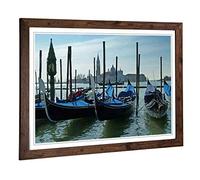 Big Box Art Framed Print of Venice Italy Gondolas Design | Wall Art Picture | Home Decor for Kitchen, Living, Dining Room, Lounge, Bedroom, Hallway, Office, Walnut, A2 / 24.5x18 Inch / 62x45cm