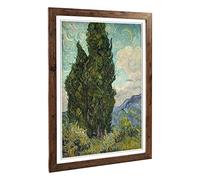Big Box Art Framed Print of Vincent Van Gogh Cypresses Design | Wall Art Picture | Home Decor for Kitchen, Living, Dining Room, Bedroom, Hallway, Office, Walnut, A2 / 24.5x18 Inch / 62x45cm