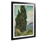 Big Box Art Framed Print of Vincent Van Gogh Cypresses Design | Wall Art Picture | Home Decor for Kitchen, Living, Dining Room, Bedroom, Hallway, Office, Black, A2 / 24.5x18 Inch / 62x45cm