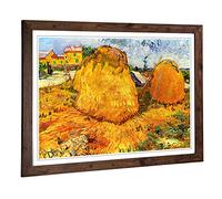 Big Box Art Framed Print of Vincent Van Gogh Haystacks Design | Wall Art Picture | Home Decor for Kitchen, Living, Dining Room, Bedroom, Hallway, Office, Walnut, A2 / 24.5x18 Inch / 62x45cm