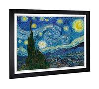Big Box Art Framed Print of Vincent Van Gogh Starry Night Design | Wall Art Picture | Home Decor for Kitchen, Living Room, Bedroom, Hallway, Black, A2 / 24.5x18 Inch / 62x45cm