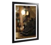 Big Box Art Framed Print of Vintage Antique Typewriter (1) Design | Wall Art Picture | Home Decor for Kitchen, Living, Dining Room, Bedroom, Hallway, Office, Black, A2 / 24.5x18 Inch / 62x45cm