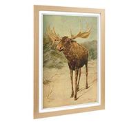 Big Box Art Framed Print of Vintage E.A. Holmes Alaskan Moose Design | Wall Art Picture | Home Decor for Kitchen, Living Room, Bedroom, Hallway, Oak, A2 / 24.5x18 Inch / 62x45cm