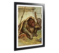 Big Box Art Framed Print of Vintage Natural History Chimpanzee Design | Wall Art Picture | Home Decor for Kitchen, Living Room, Bedroom, Hallway, Black, A2 / 24.5x18 Inch / 62x45cm