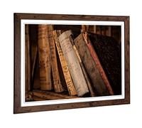 Big Box Art Framed Print of Vintage Old Books (2) Design | Wall Art Picture | Home Decor for Kitchen, Living, Dining Room, Lounge, Bedroom, Hallway, Office, Walnut, A2 / 24.5x18 Inch / 62x45cm