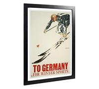 Big Box Art Framed Print of Vintage Ski Travel Poster 7 Design | Wall Art Picture | Home Decor for Kitchen, Living, Dining Room, Bedroom, Hallway, Office, Black, A2 / 24.5x18 Inch / 62x45cm