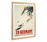 Big Box Art Framed Print of Vintage Ski Travel Poster 7 Design | Wall Art Picture | Home Decor for Kitchen, Living, Dining Room, Bedroom, Hallway, Office, Oak, A2 / 24.5x18 Inch / 62x45cm