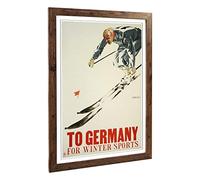Big Box Art Framed Print of Vintage Ski Travel Poster 7 Design | Wall Art Picture | Home Decor for Kitchen, Living, Dining Room, Bedroom, Hallway, Office, Walnut, A2 / 24.5x18 Inch / 62x45cm