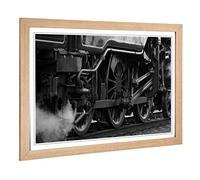 Big Box Art Framed Print of Vintage Steam Train (2) Design | Wall Art Picture | Home Decor for Kitchen, Living, Dining Room, Bedroom, Hallway, Office, Oak, A2 / 24.5x18 Inch / 62x45cm
