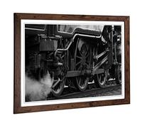 Big Box Art Framed Print of Vintage Steam Train (2) Design | Wall Art Picture | Home Decor for Kitchen, Living, Dining Room, Bedroom, Hallway, Office, Walnut, A2 / 24.5x18 Inch / 62x45cm