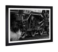 Big Box Art Framed Print of Vintage Steam Train (2) Design | Wall Art Picture | Home Decor for Kitchen, Living, Dining Room, Bedroom, Hallway, Office, Black, A2 / 24.5x18 Inch / 62x45cm