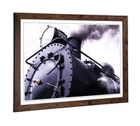 Big Box Art Framed Print of Vintage Steam Train (5) Design | Wall Art Picture | Home Decor for Kitchen, Living, Dining Room, Bedroom, Hallway, Office, Walnut, A2 / 24.5x18 Inch / 62x45cm